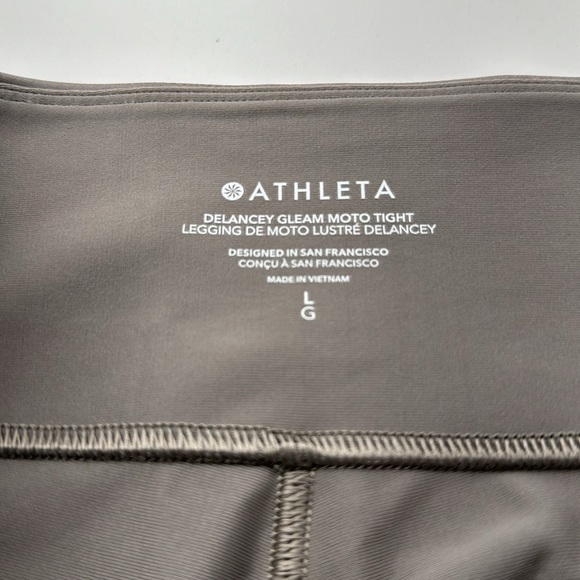 Athleta Delancey Gleam Moto Tight Shine Leggings Bluff Grey Large - Picture 9 of 10